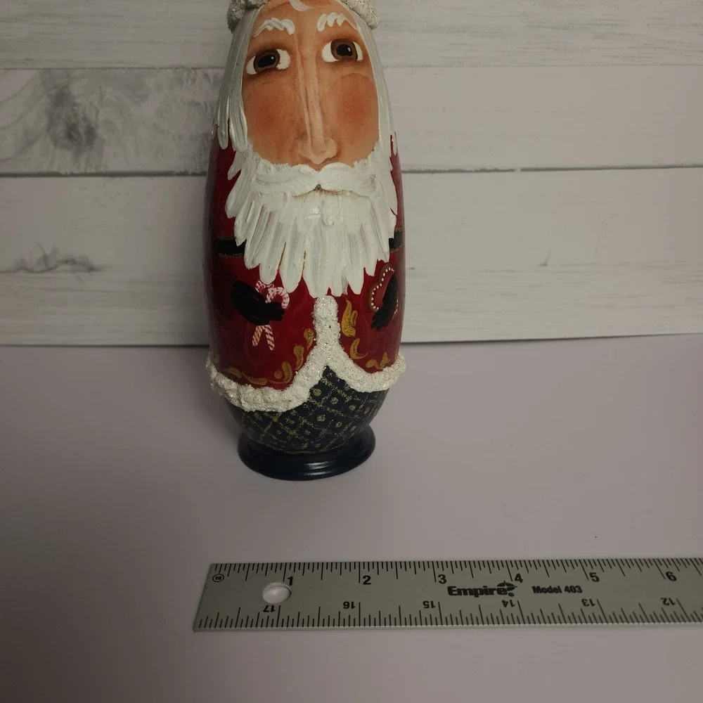 Handmade Gourd Santa‎ Claus Christmas Figure Hand Painted Signed Regina Schaefer